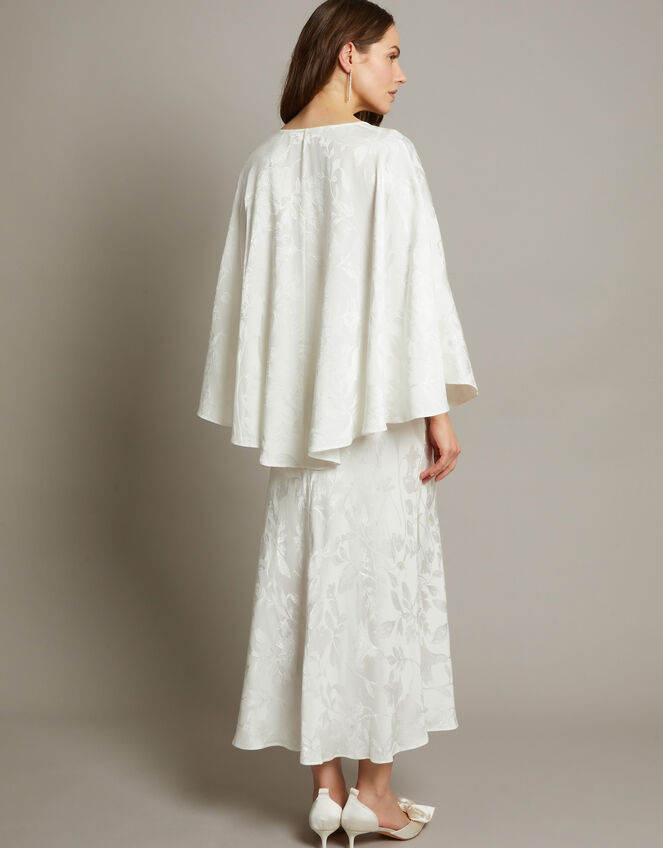 Clara Cape Satin Bridal Dress, Ivory (IVORY), large