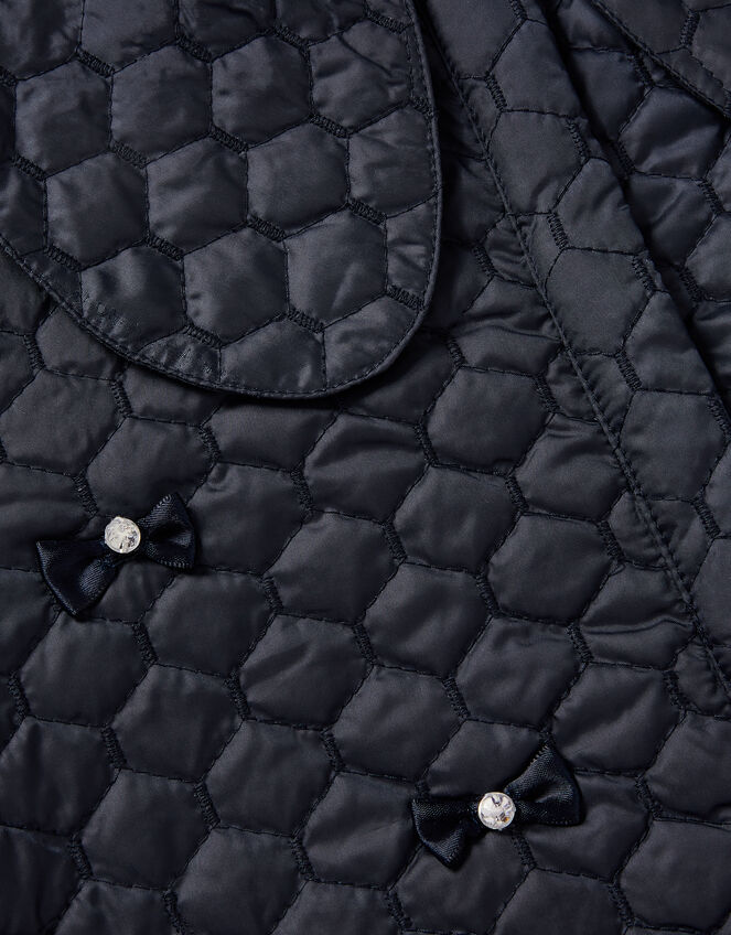 Bow Quilted Collar Jacket, Blue (NAVY), large