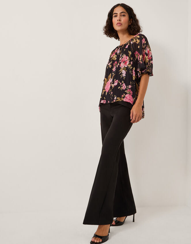 Mariel Floral Print Blouse, Black (BLACK), large