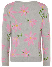 Floral Sweat Set in Organic Cotton, Grey (GREY), large
