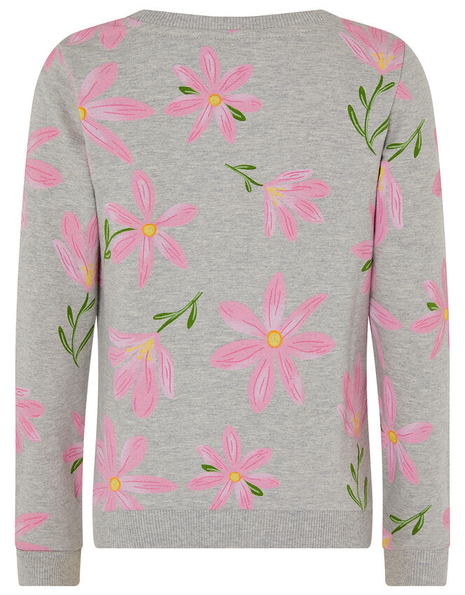 Floral Sweat Set in Organic Cotton, Grey (GREY), large