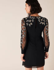 Felicia Feather Embellished Short Dress, Black (BLACK), large