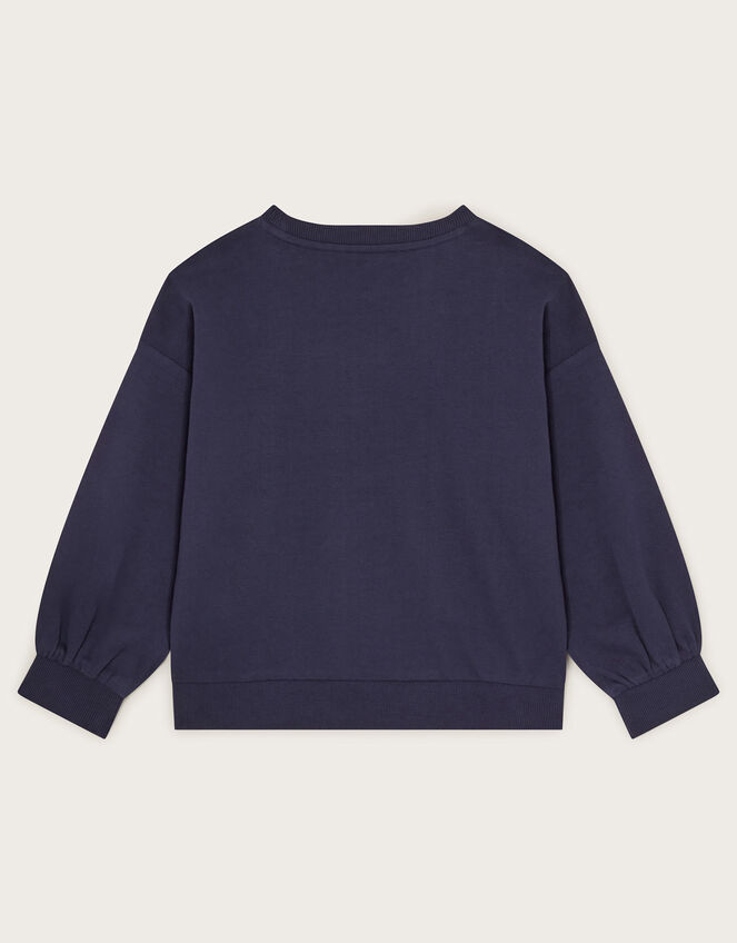 Embroidered Dinosaur Sweatshirt, Blue (NAVY), large
