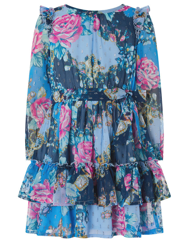 Ava Floral Sparkle Dress, Blue (BLUE), large