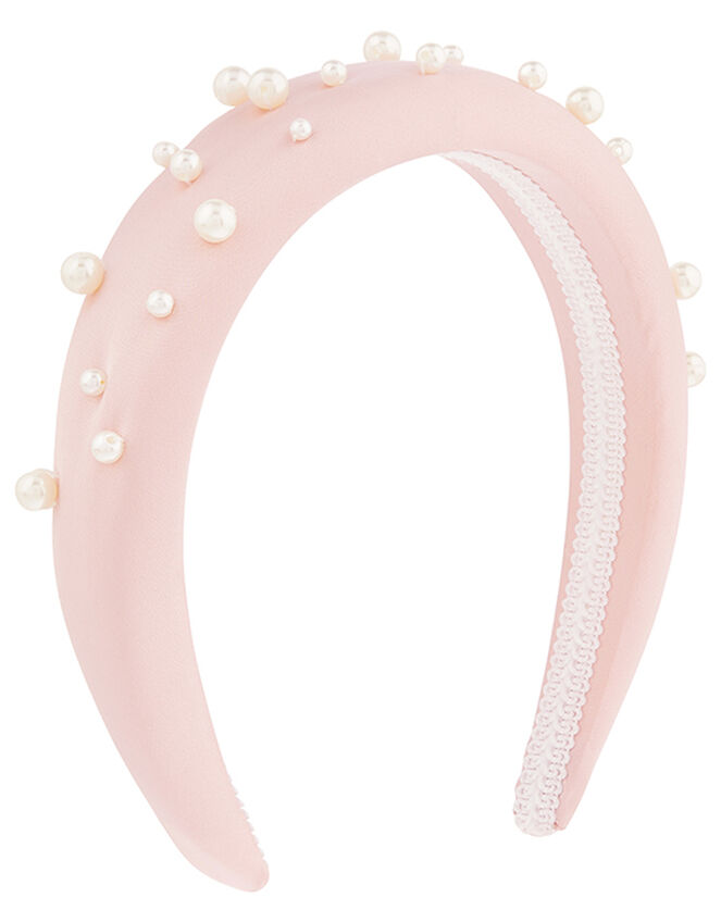 Satin and Pearl Padded Headband, , large
