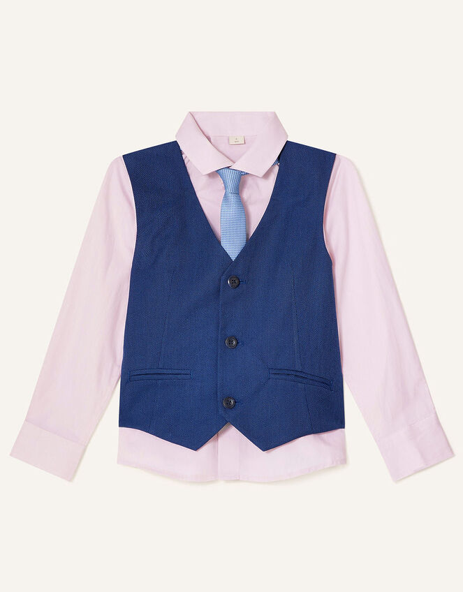 Jake Waistcoat, Shirt and Tie Set, Blue (BLUE), large