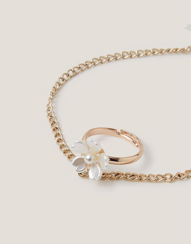Pearl Flower Ring & Hain Chain, , large