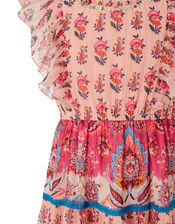 Coral Paisley Dress in Recycled Fabric, Orange (CORAL), large