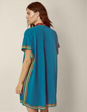 Maeve V-Neck Mini Kaftan, Blue (TURQUOISE), large