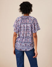 Alana Ikat Top with Recycled Polyester, Blue (BLUE), large