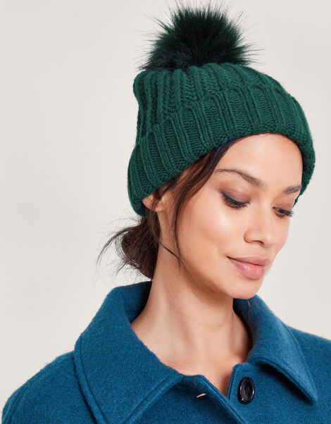 Knit Bobble Hat, Teal (TEAL), large