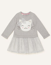 Baby Cat Sweat Disco Dress, Grey (GREY), large