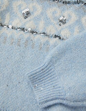 Sparkle Heart Sweater, Blue (BLUE), large