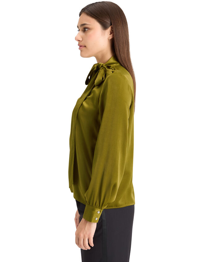 Scotch and Soda Bow Neck Blouse, Green (OLIVE), large