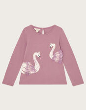 Swan Lake Long Sleeve Top, Purple (PURPLE), large