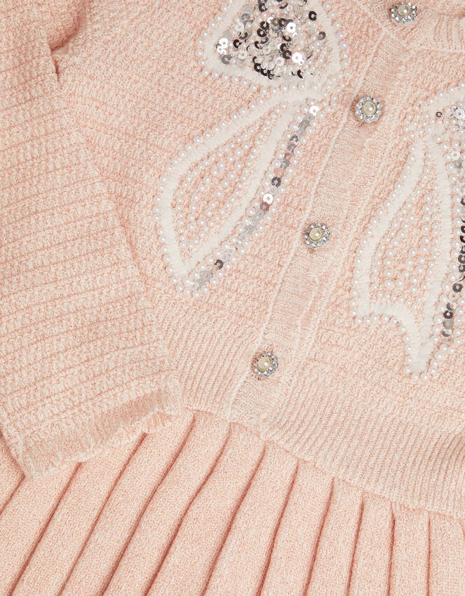 Bow Embellished Knitted Dress, Pink (PINK), large