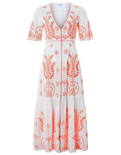 Grace Embroidered Maxi Kaftan, White (WHITE), large