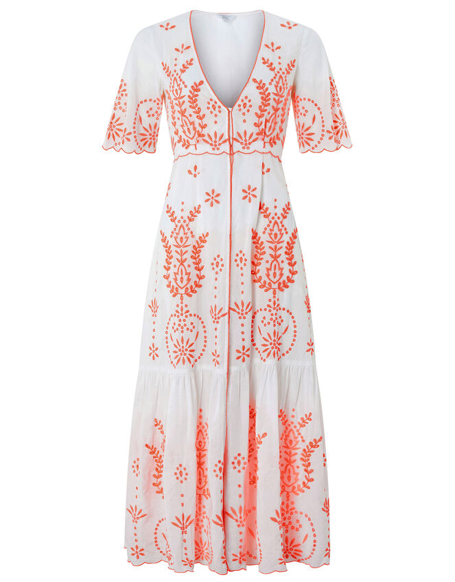 Grace Embroidered Maxi Kaftan, White (WHITE), large