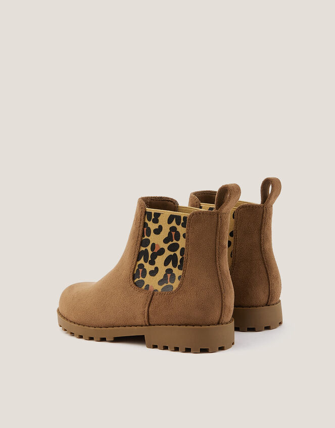 Suedette Leopard Print Chelsea Boots, Tan (TAN), large