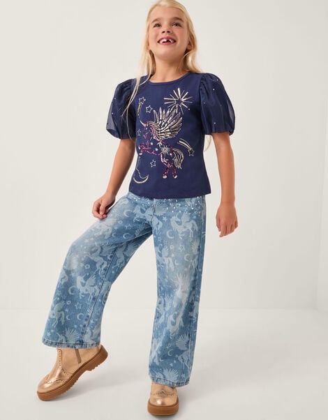 Unicorn Wide Leg Jeans, Blue (BLUE), large