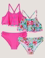 2-Pack Floral & Plain Bikini Sets, Multi (MULTI), large
