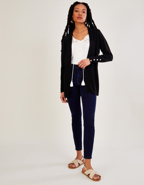 Shawl Midi Cardigan with LENZING™ ECOVERO™  Black, Black (BLACK), large