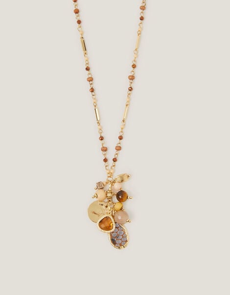 Beaded Cluster Charm Necklace, , large