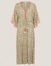 Elma Print Midi Beach Dress, Green (KHAKI), large