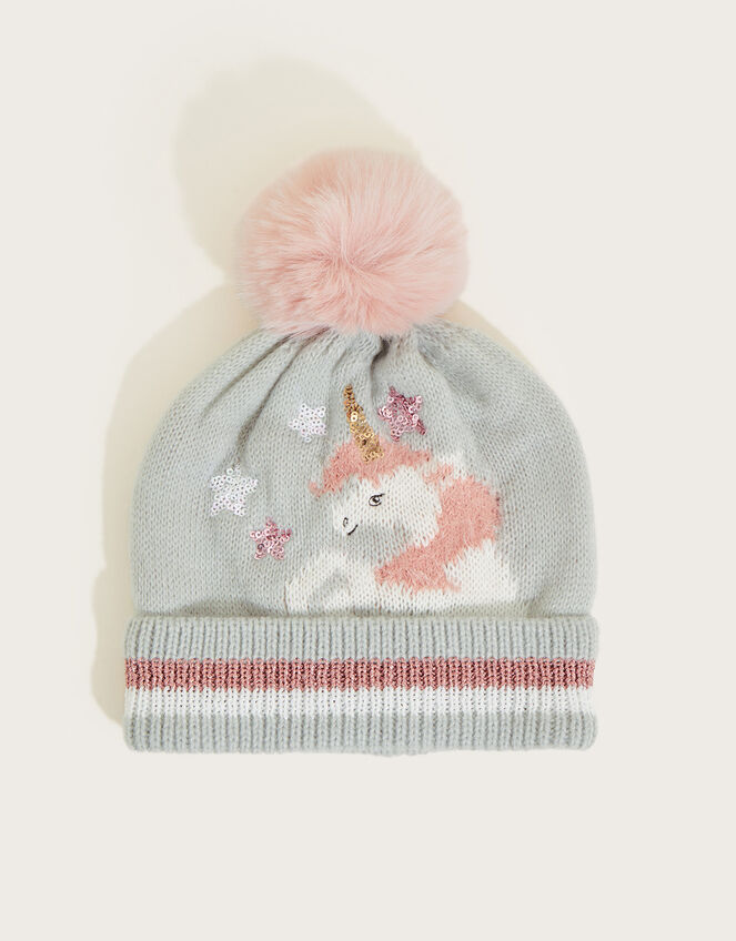 Fluffy Unicorn Hat, Grey (GREY), large