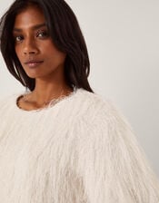 Tori Short Sleeve Fringe Top, Ivory (IVORY), large