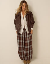 Maya Check Print Balloon Trousers, Brown (BROWN), large