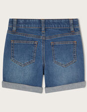 Embellished Gem Denim Shorts, Blue (BLUE), large