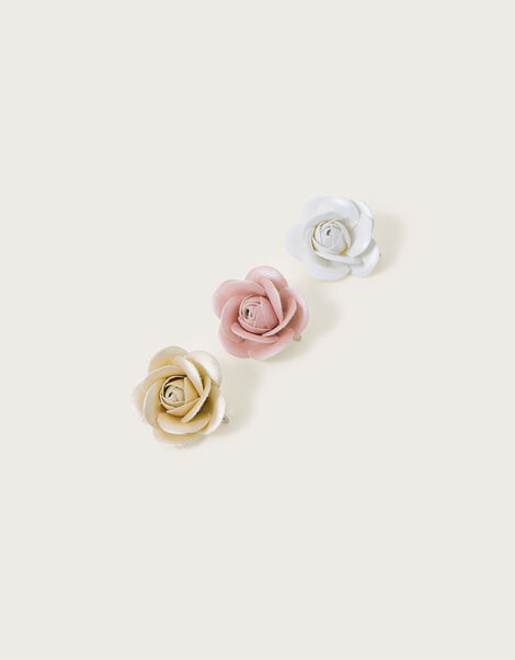 Shimmer Garden Flower Hair Clips Set of Three, , large