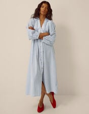 Callie Stripe Midi Shirt Dress, Blue (BLUE), large
