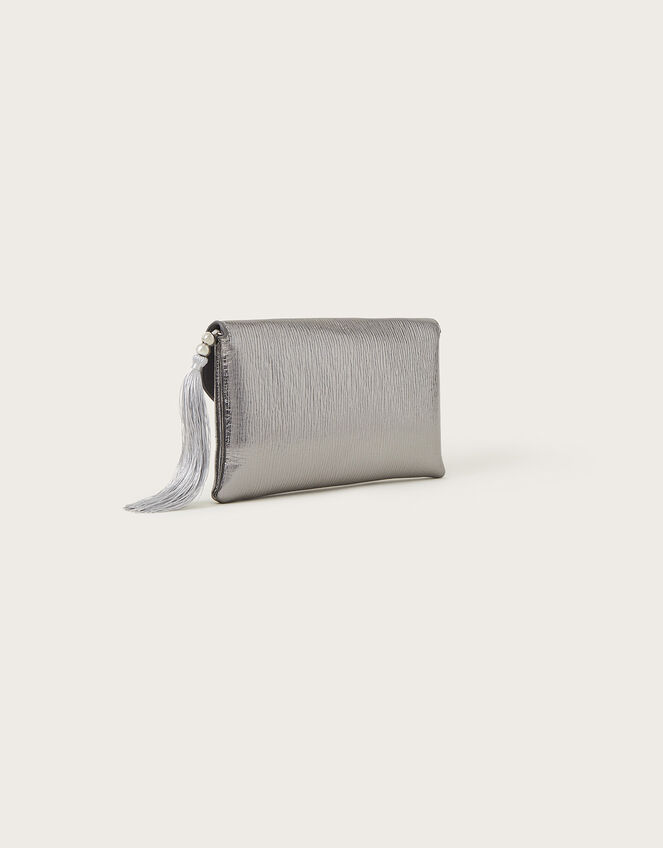 Metallic Ripple Clutch Bag, , large