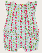 Baby Watermelon Print Romper, Blue (BLUE), large