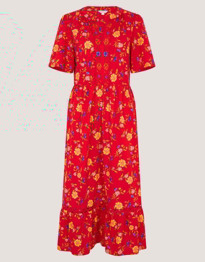 Libby Floral Jersey Midi Dress , Red (RED), large