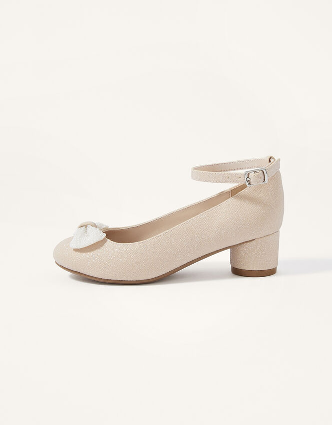Shimmer Pearl Bow Heels, Pink (PINK), large