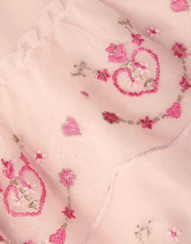 Baby Heart Embroidered Mesh Party Dress, Pink (PINK), large