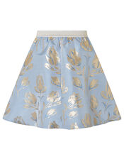 Tulip Jacquard High-Low Skirt, Blue (BLUE), large
