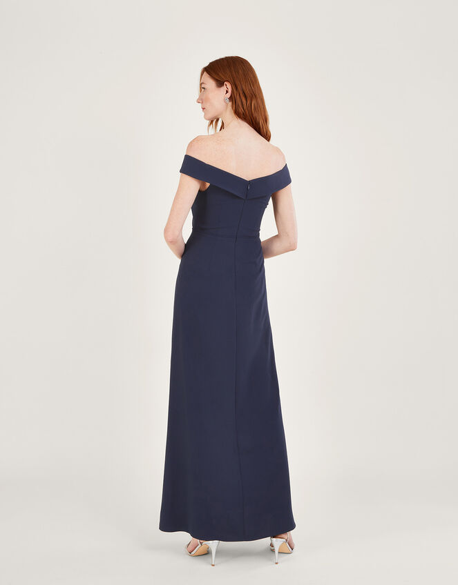 Beatrice Crepe Bardot Maxi Dress, Blue (NAVY), large