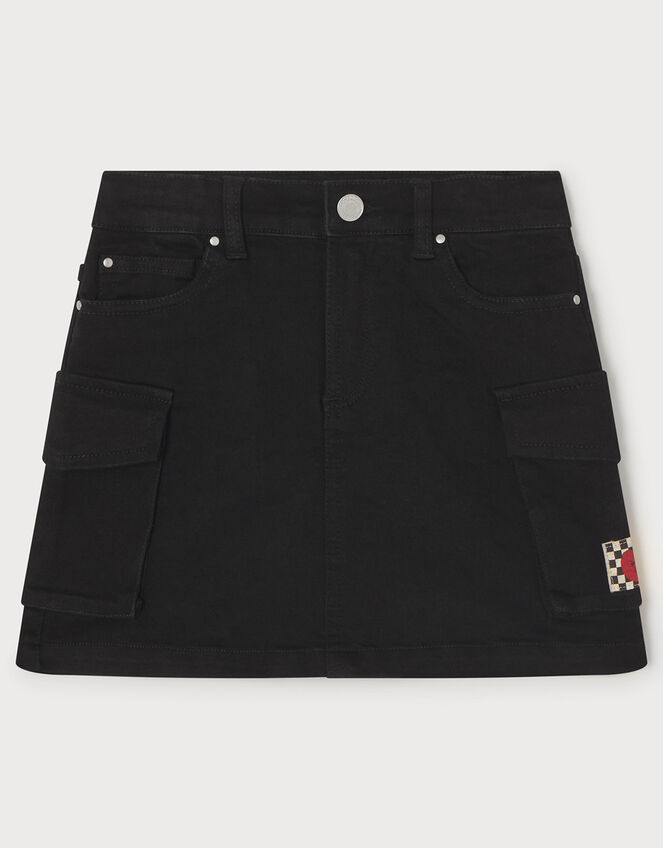 Denim Mini Skirt, Black (BLACK), large