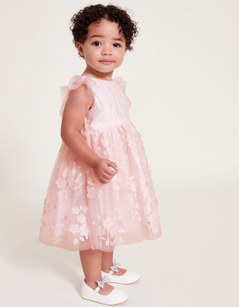 Baby Penny 3D Floral Shimmer Dress, Pink (PINK), large
