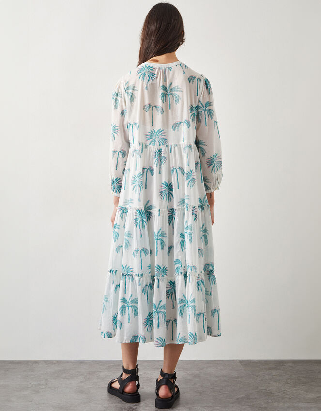 East Pami Palm Print Midi Dress, Ivory (IVORY), large