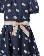 Unicorn and Rainbow Dress, Blue (NAVY), large