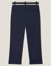 Contrast Stripe Cuffed Trousers, Blue (NAVY), large