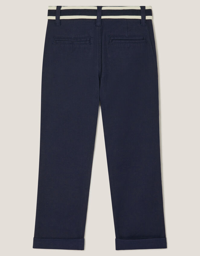 Contrast Stripe Cuffed Trousers, Blue (NAVY), large