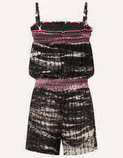 Tie Dye Playsuit in LENZING™ ECOVERO™ , Black (BLACK), large