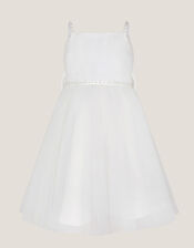 Pearl Embellished Bow Dress, Ivory (IVORY), large