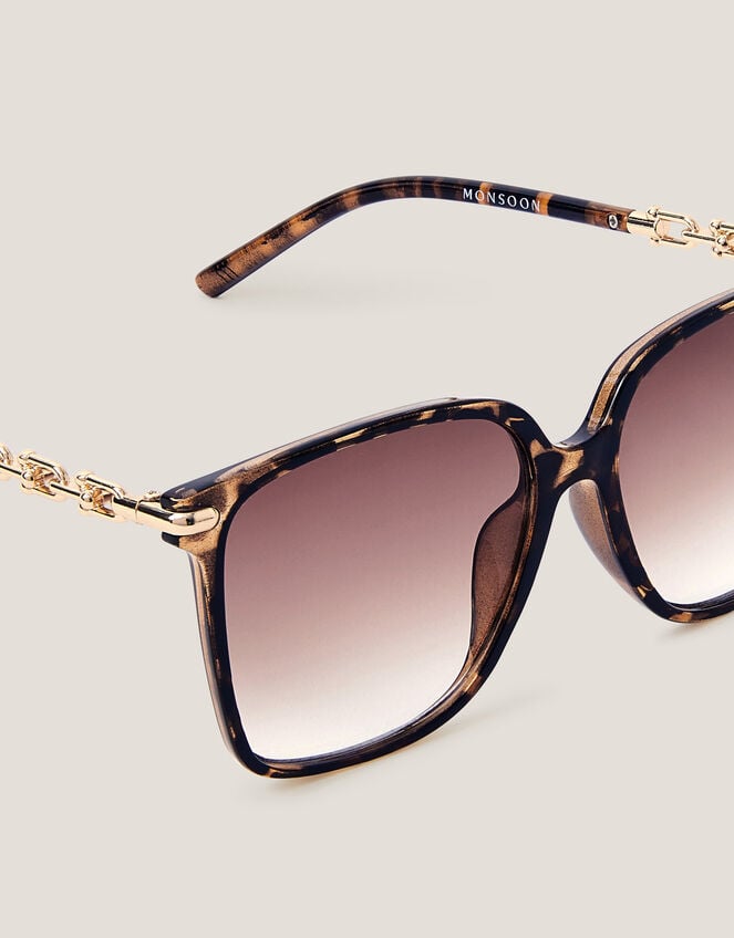 Oversized Tort Chain Sunglasses, , large